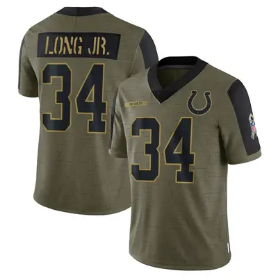 Men's Limited David Long Jr. Indianapolis Colts Olive 2021 Salute To Service Jersey