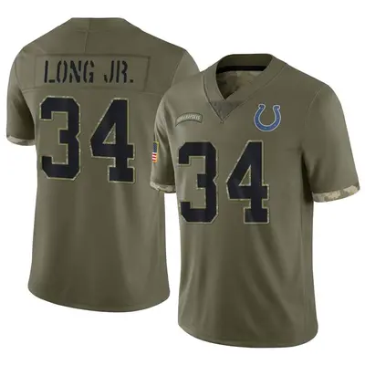 Men's Limited David Long Jr. Indianapolis Colts Olive 2022 Salute To Service Jersey