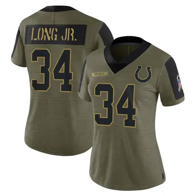 Women's Limited David Long Jr. Indianapolis Colts Olive 2021 Salute To Service Jersey