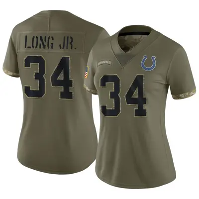 Women's Limited David Long Jr. Indianapolis Colts Olive 2022 Salute To Service Jersey